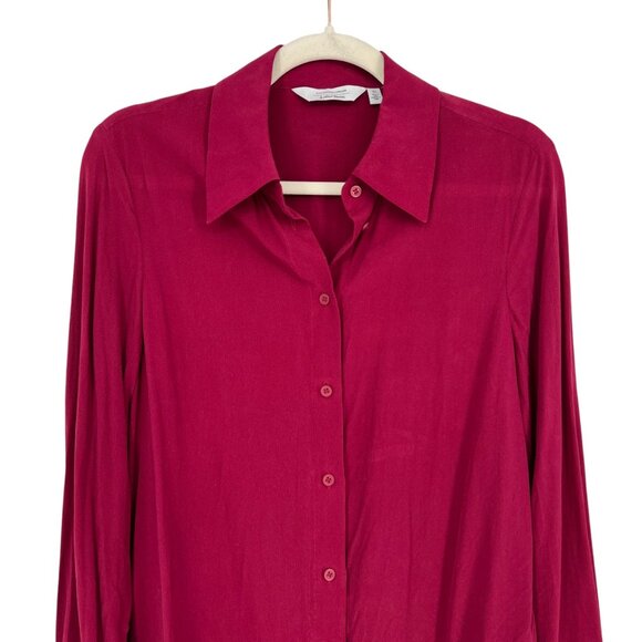 & Other Stories Silk Button-Up Blouse Long Sleeve Burgundy Red Size 4 - Picture 2 of 12